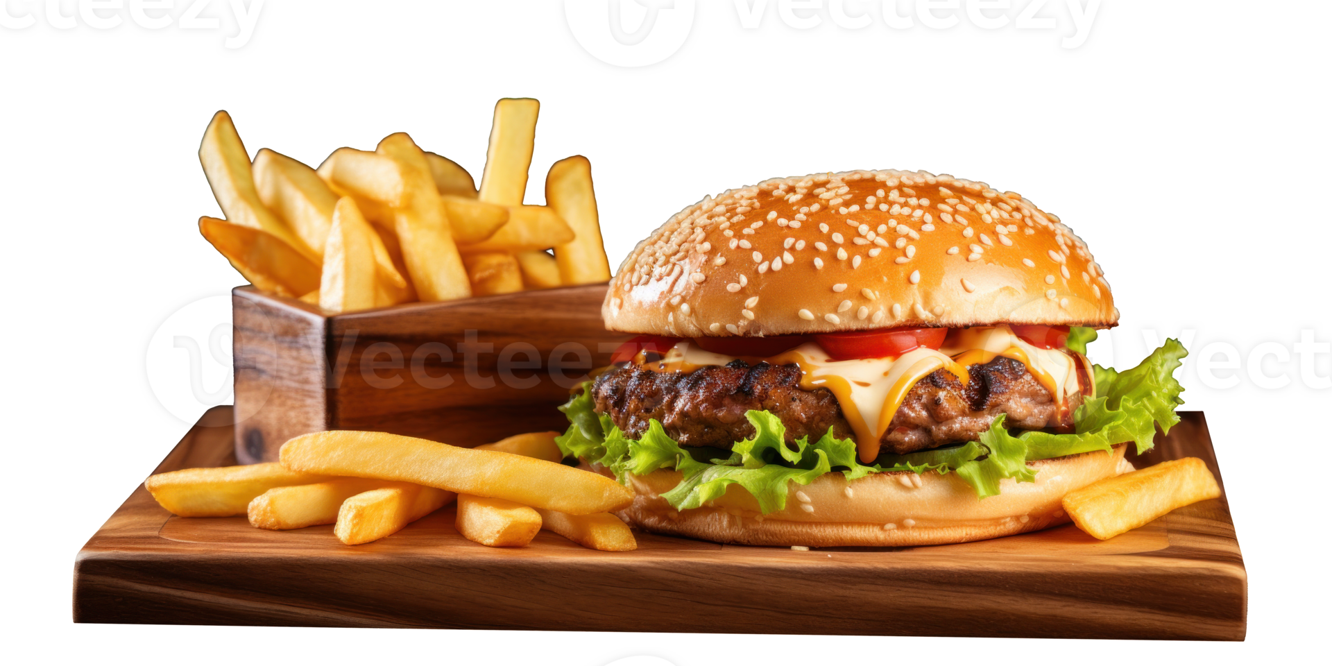 ai generato gustoso hamburger e patatine fritte strada cibo pasto png