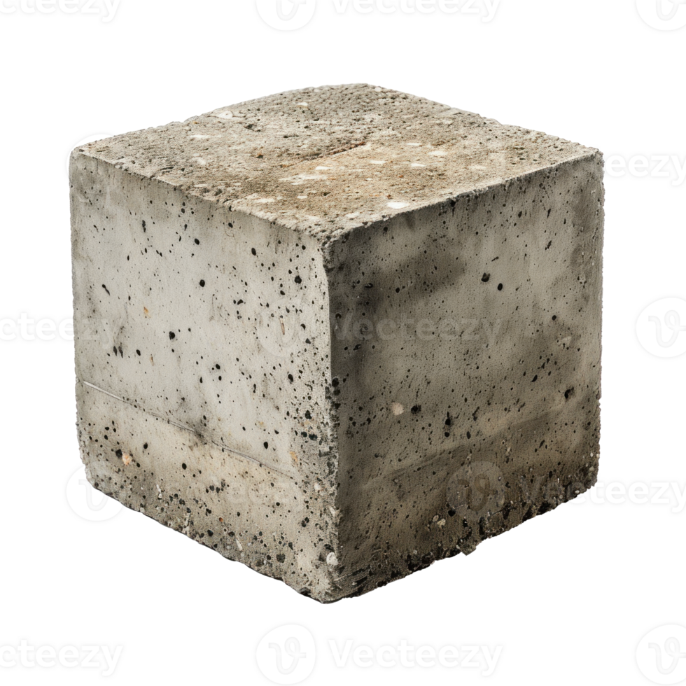 AI generated Isolated Concrete Block on Transparent Background png
