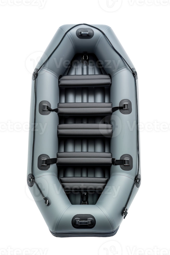 ai generato superiore Visualizza di grigio gonfiabile barca su trasparente png