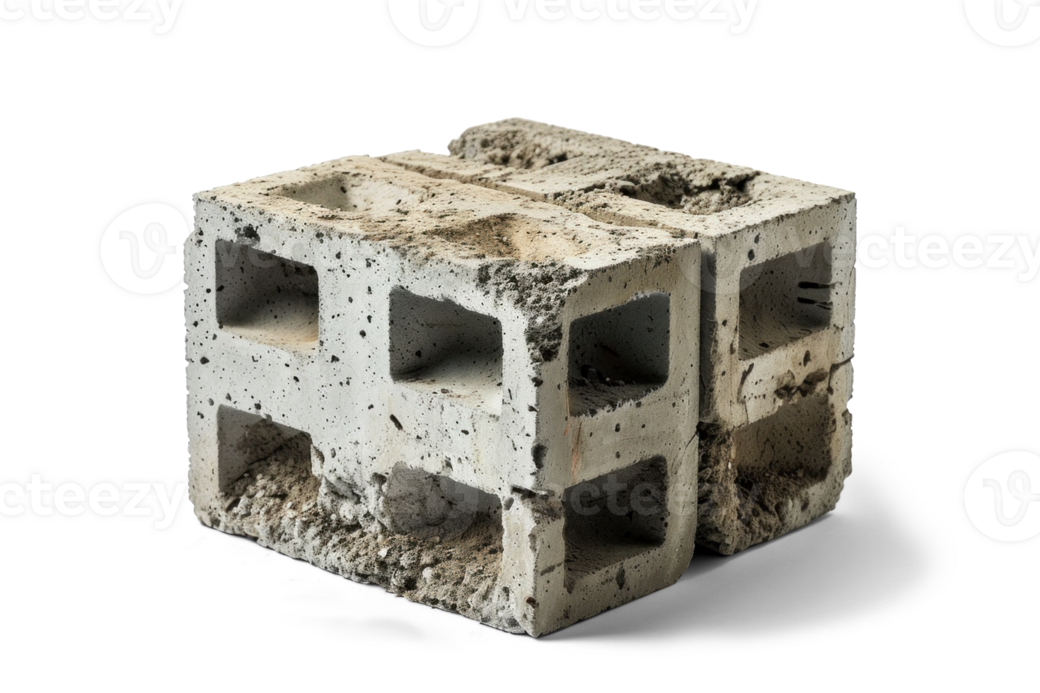 AI generated Single Concrete Block on Transparent Background png