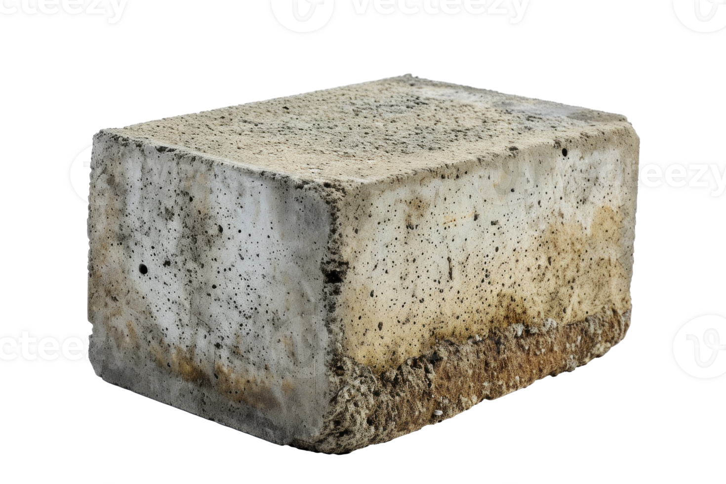 AI generated Single Concrete Block Isolated on Transparent png