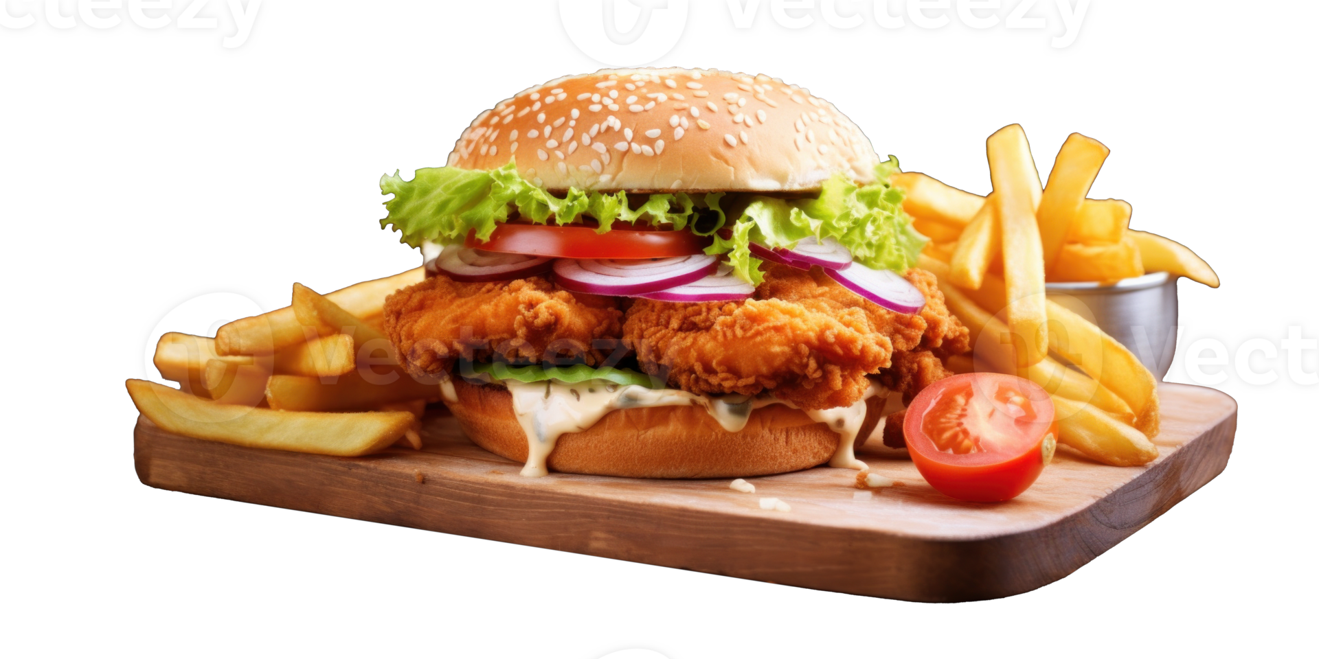AI generated Street Food Burgers and Fries on Tray png