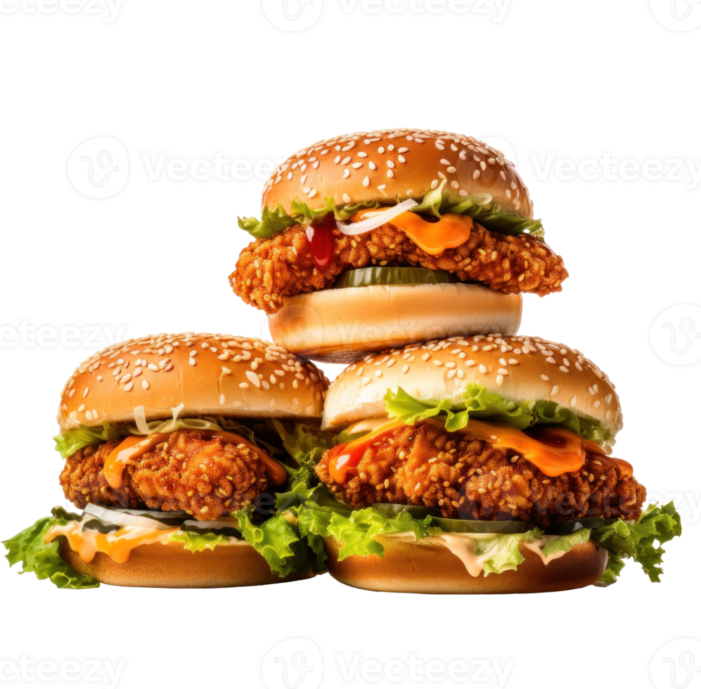 AI generated Crispy Chicken Burgers Street Food Delight png