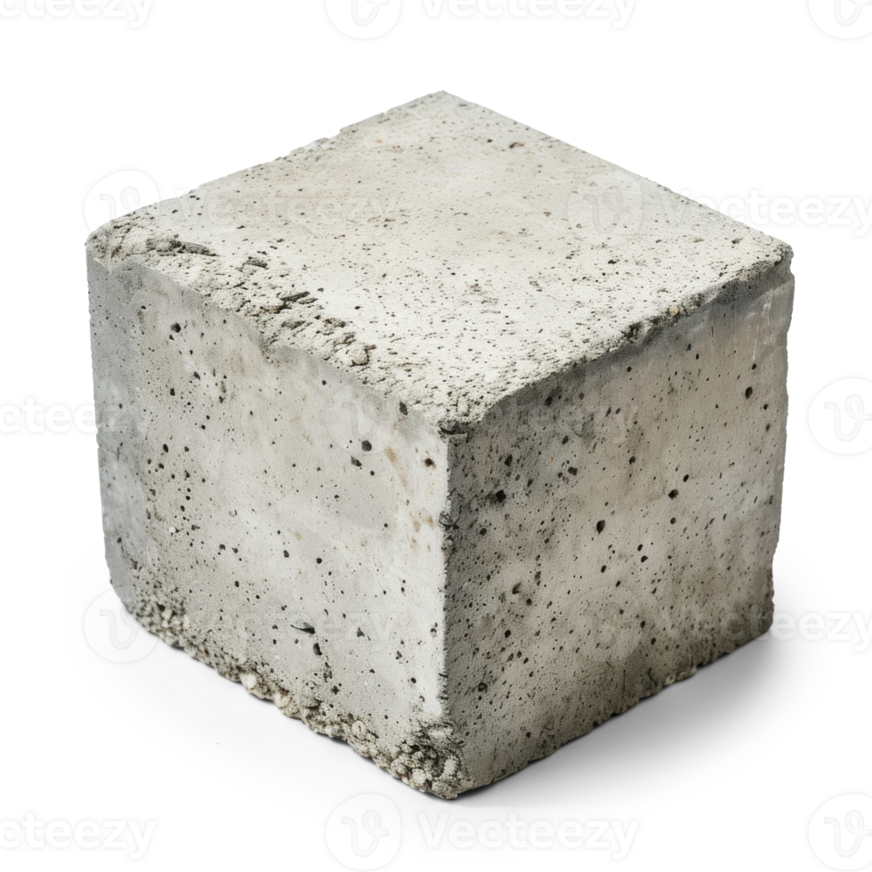 AI generated Solid Concrete Block on Transparent Background png