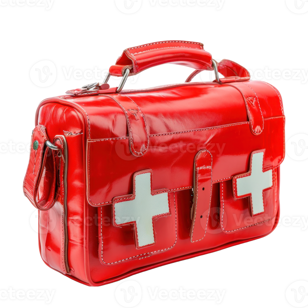 AI generated Red First Aid Bag on Transparent Background png