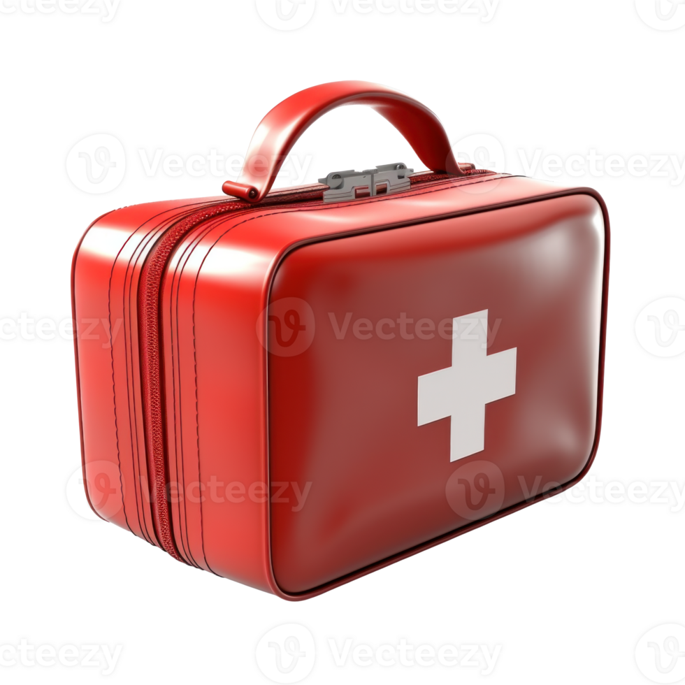 AI generated Red First Aid Bag Isolated on Transparent Background png