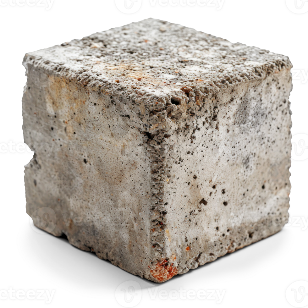 AI generated Single Concrete Block Isolated on Transparent png