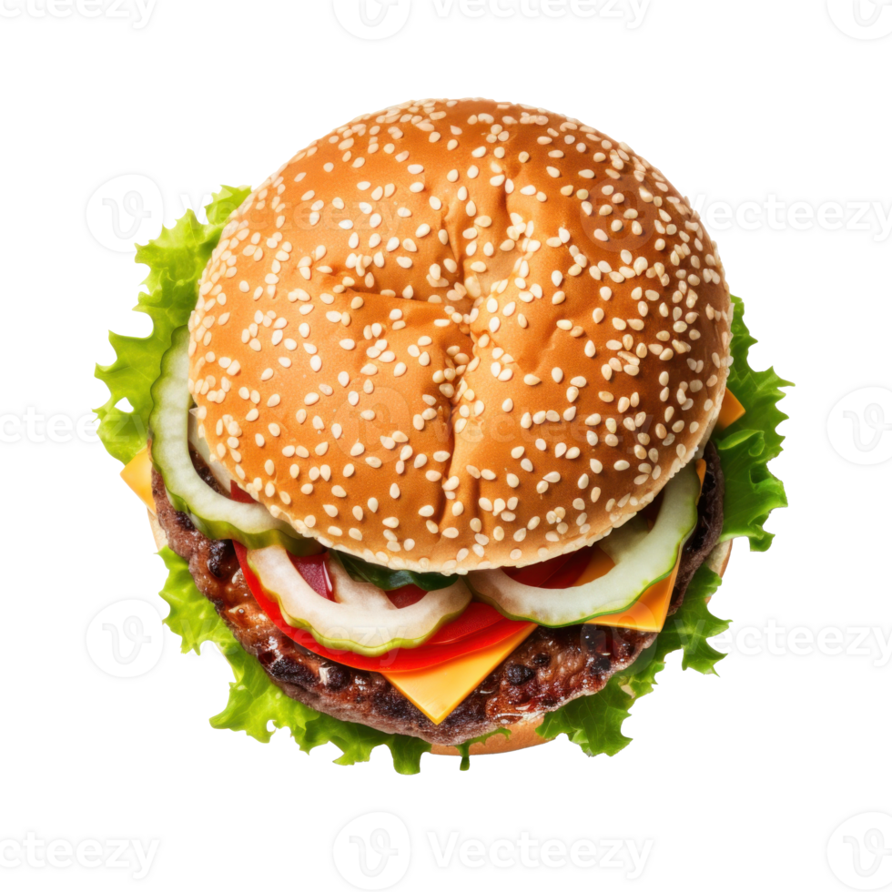 AI generated Street Food Burger Top View Isolated png