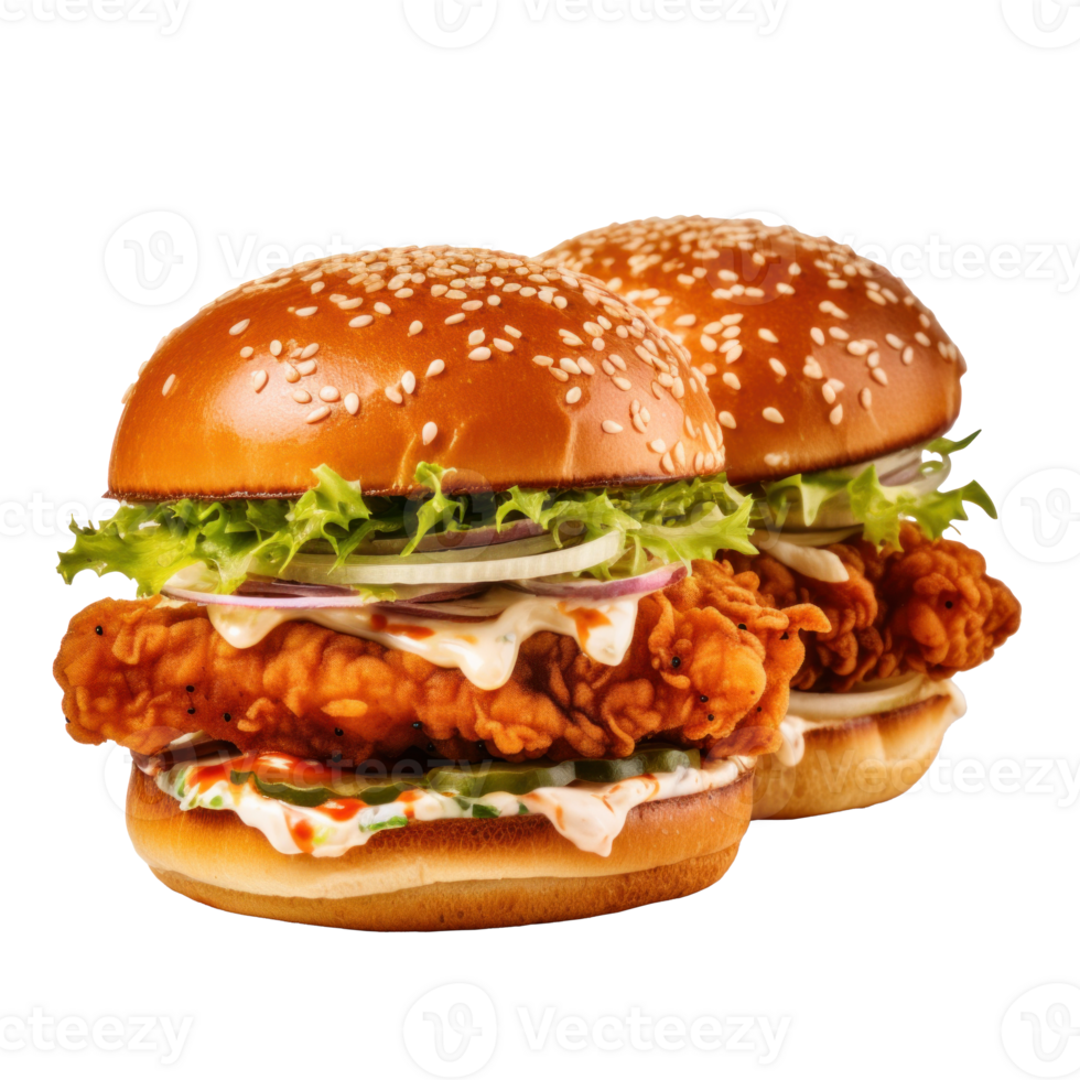 AI generated Crispy Chicken Burger Street Food Delight png