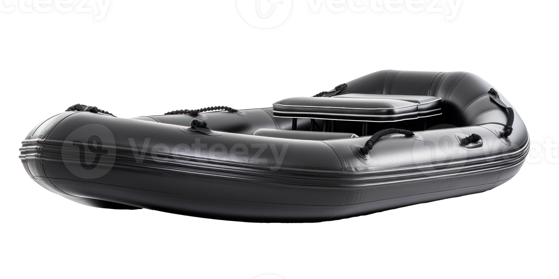 AI generated black inflatable boat, png file of isolated cutout object on transparent background
