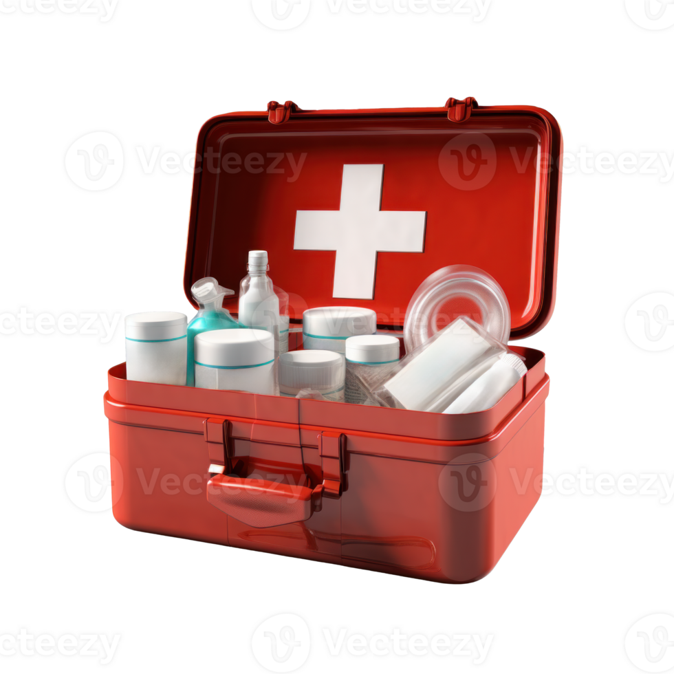 AI generated Essential First Aid Kit Open with Contents png