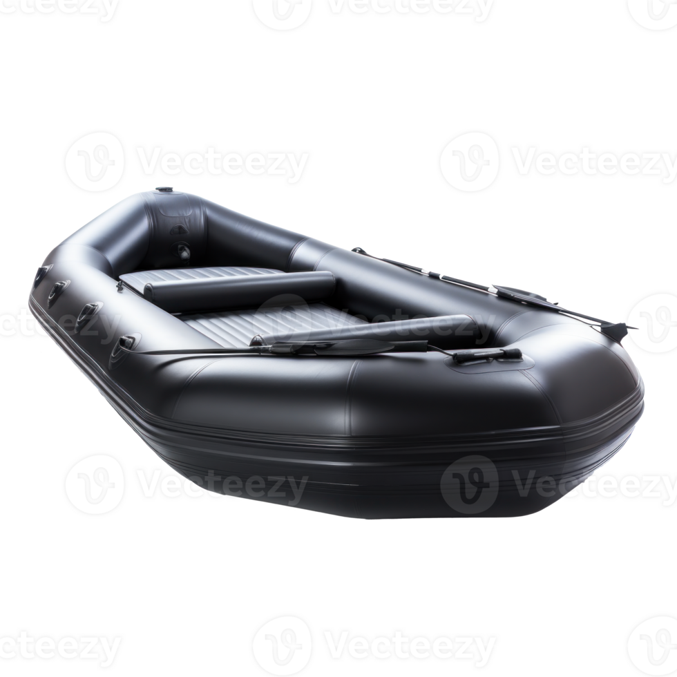 AI generated black inflatable boat, png file of isolated cutout object on transparent background