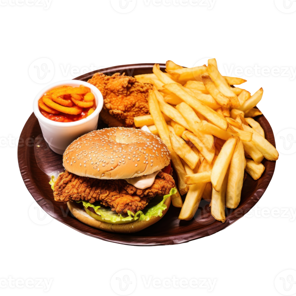 AI generated Fast Food Combo Plate png