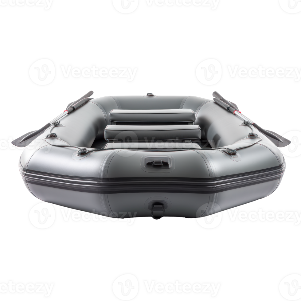 AI generated gray inflatable boat, png file of isolated cutout object