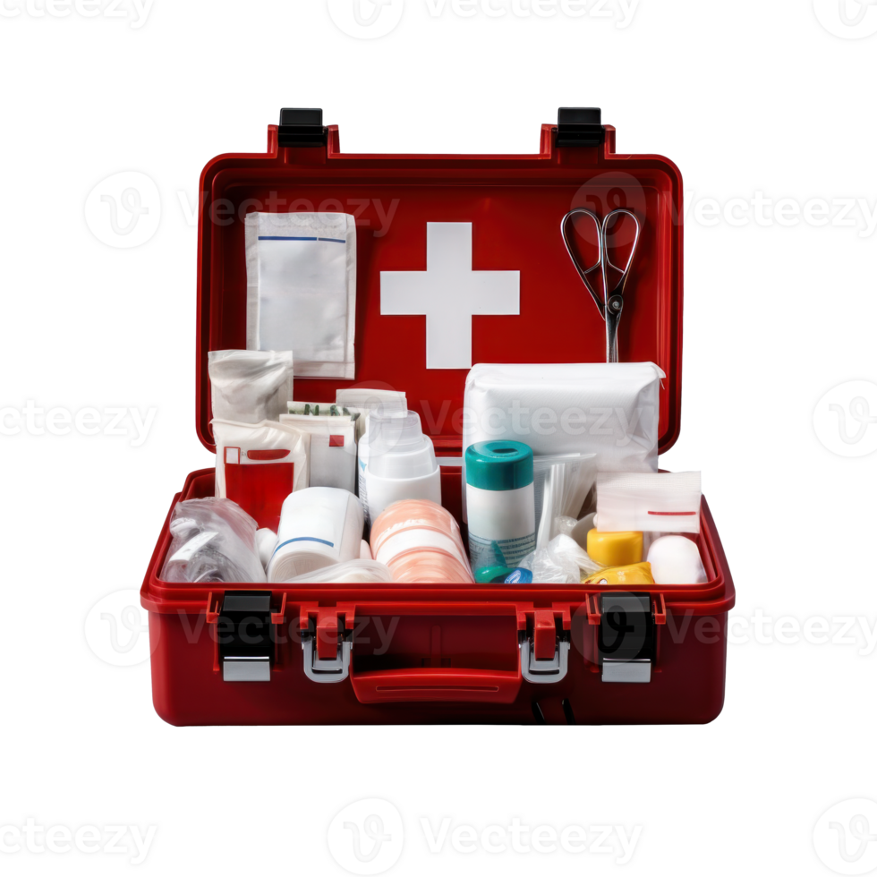 AI generated Comprehensive First Aid Kit Open on Surface png