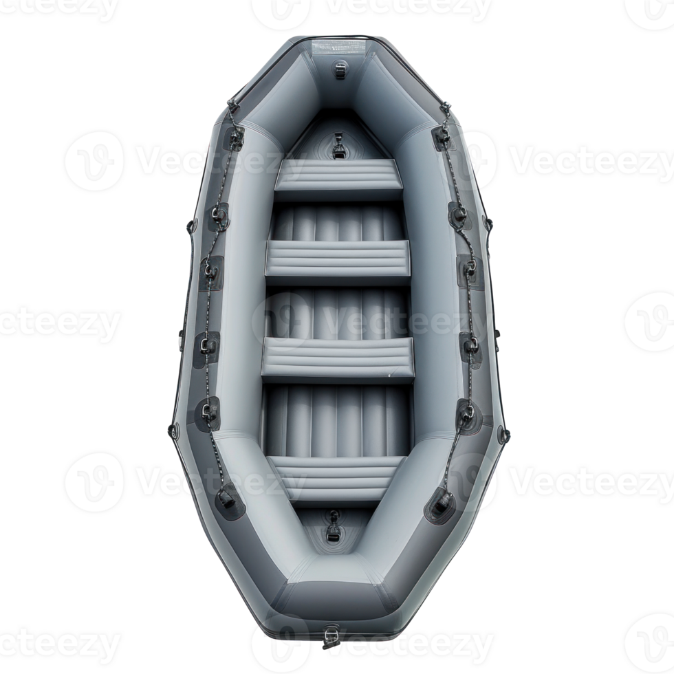 AI generated Top View of Gray Inflatable Boat png