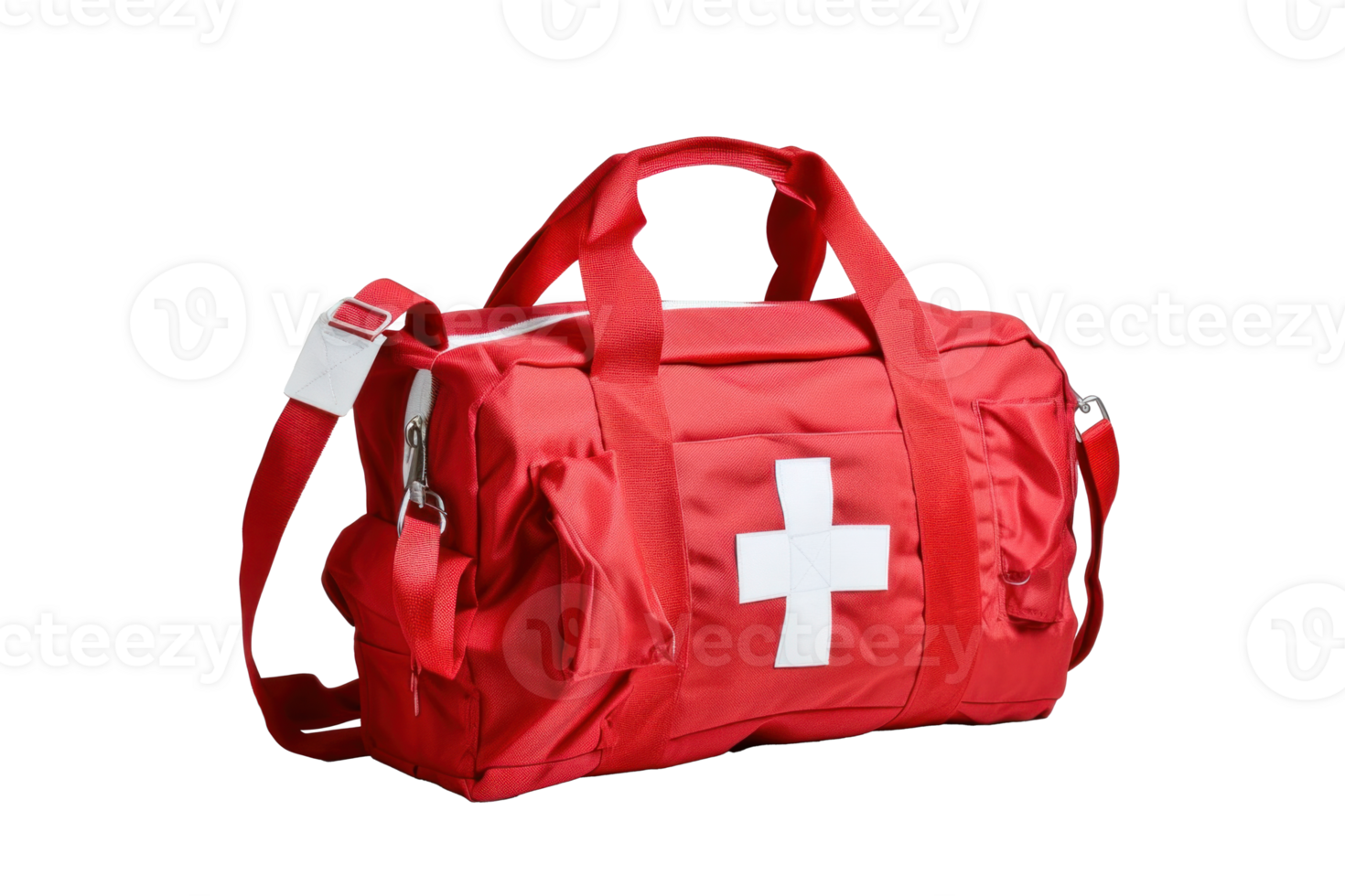 AI generated Red First Aid Bag on Transparent Background png