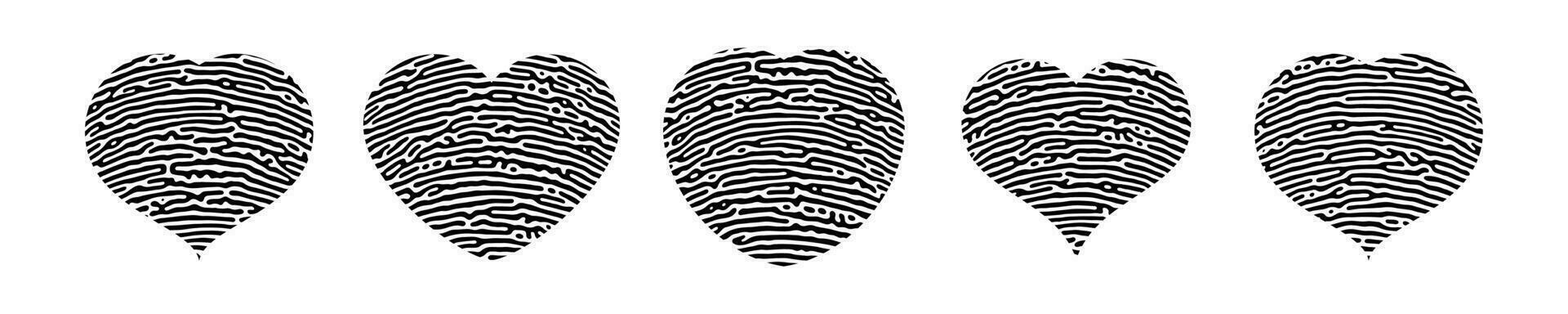 Fingerprint heart silhouette vector