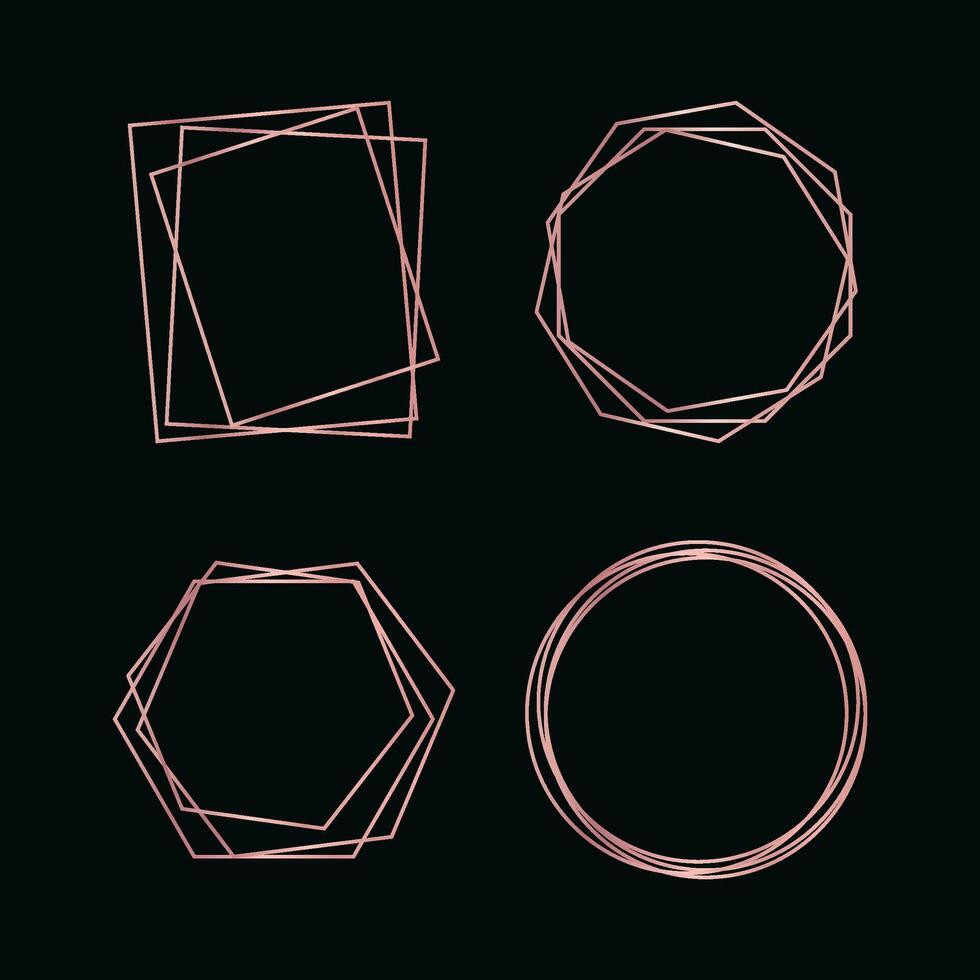 Rose gold geometric polygonal frame vector
