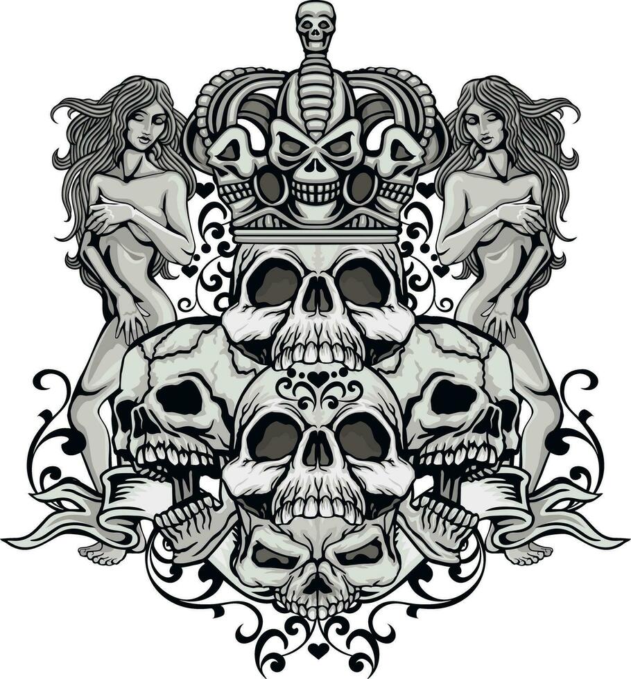 Gothic sign with skull vector