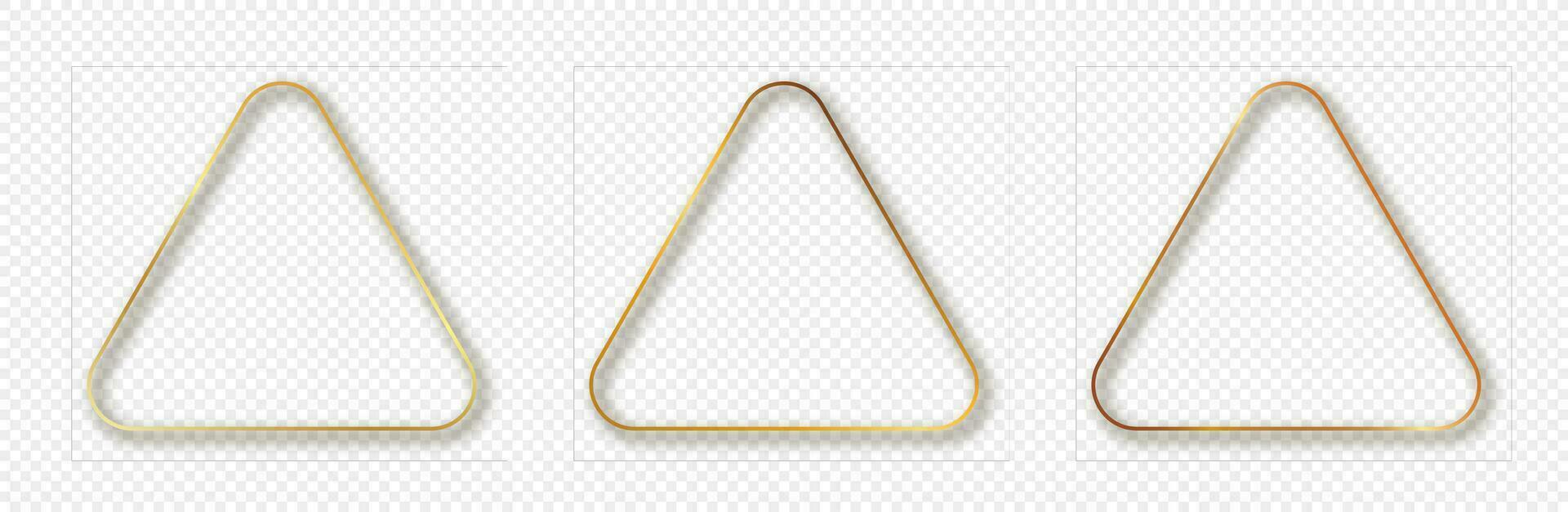 Gold glowing rounded triangle frame vector