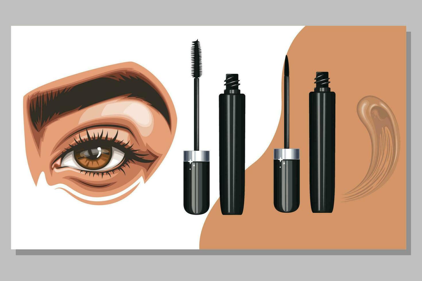 vistoso De las mujeres ojos con constituir. ojo maquillaje de cerca. belleza salón social medios de comunicación diseño diseño modelo. belleza salón bandera modelo. dibujado a mano vector ilustración hembra ojos colocar.