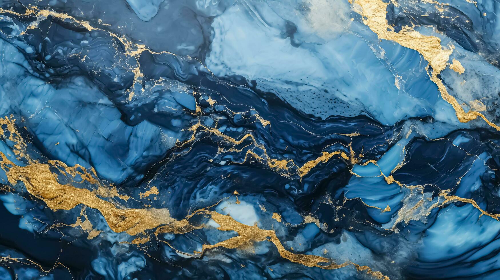 AI generated Luxury blue abstract with golden veins. Background of marble liquid ink art painting on paper. Artwork watercolor alcohol ink paint texture photo