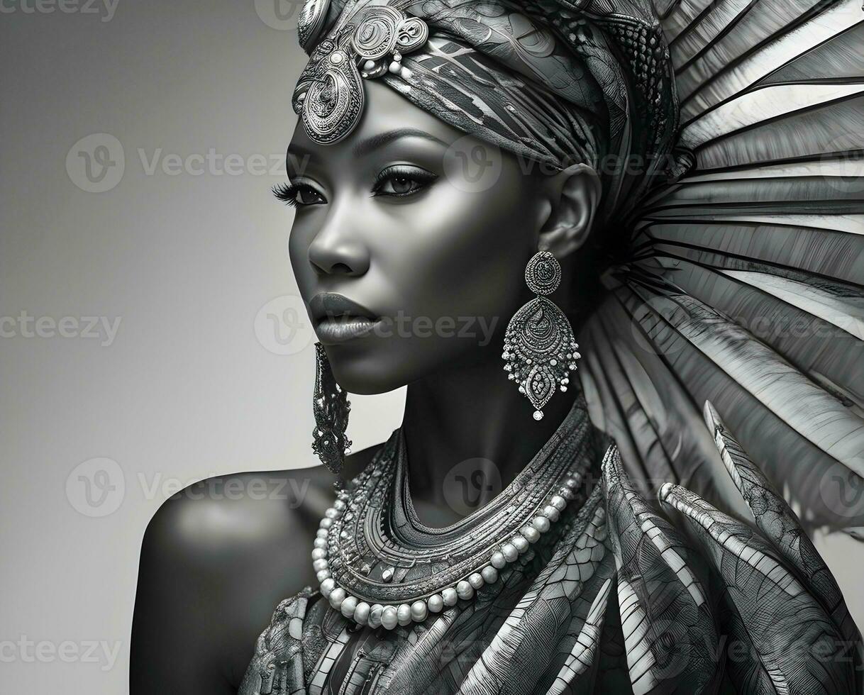 AI generated Beautiful portrait of African woman photo