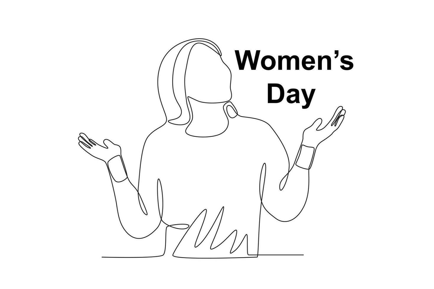 A happy woman welcomes women's day vector
