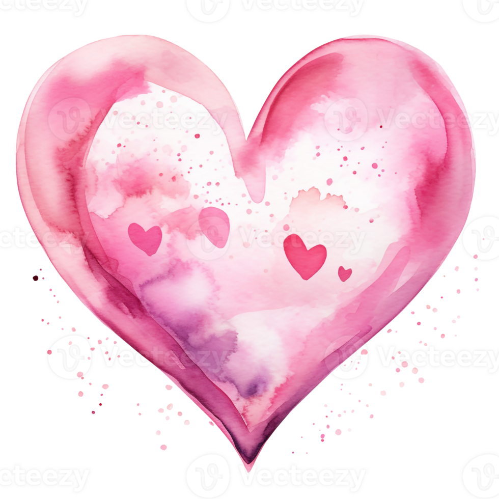 AI generated Pink heart for Valentine's day. Isolated. Watercolor. For greeting card, banner, logo, brand, sales png