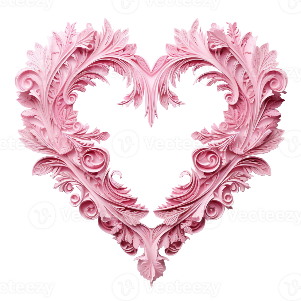 AI generated Pink heart for Valentine's day. Isolated. For greeting card, banner, logo, brand, sales png