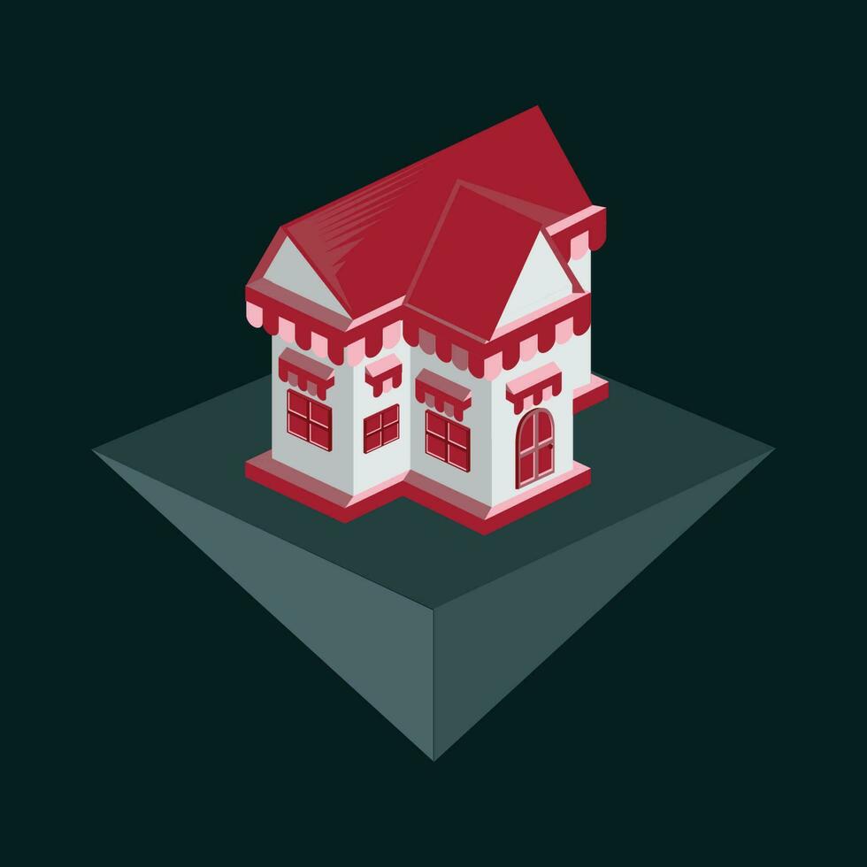 isometric vector - cute shop house isometric cartoon icon - flat cartoon style