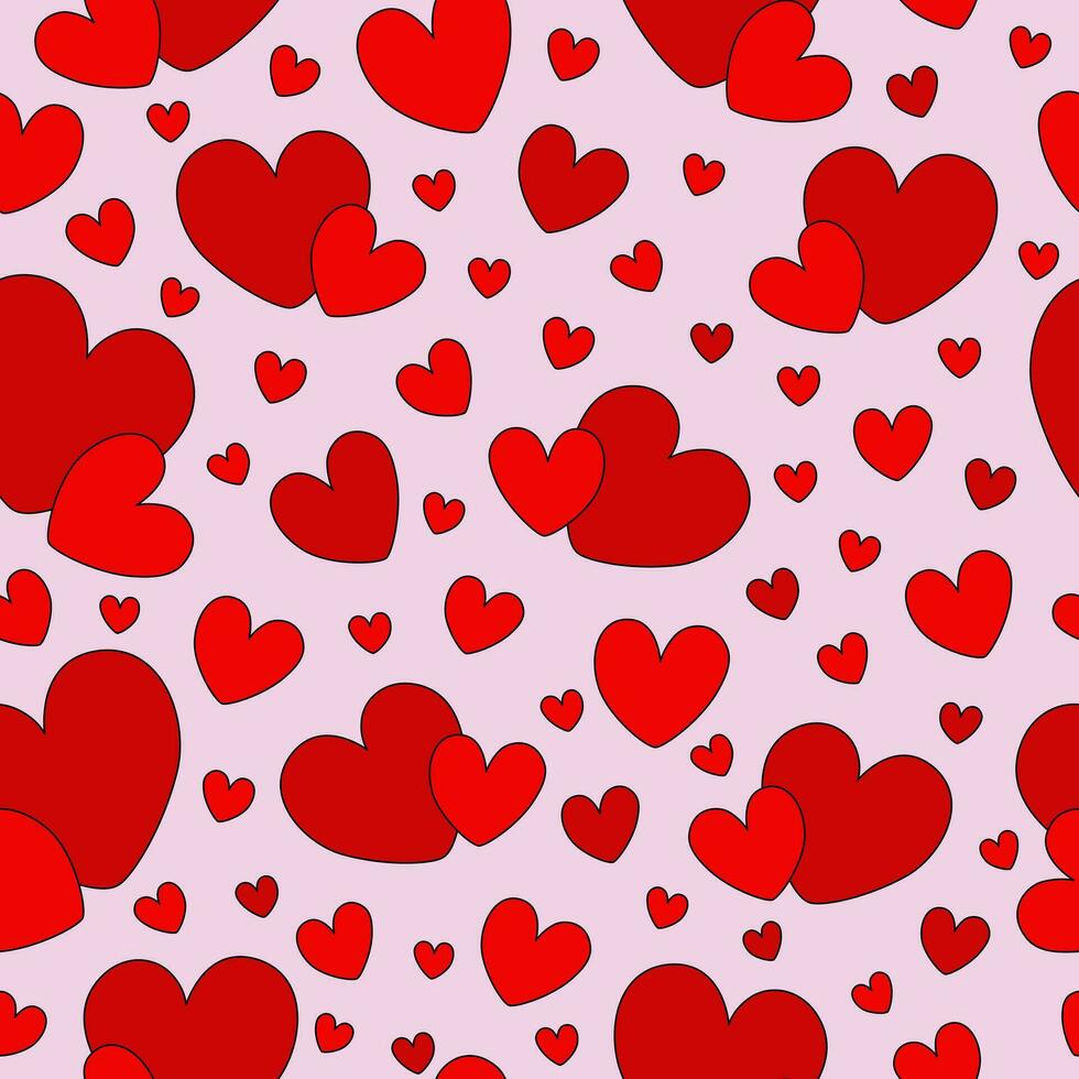 Seamless Pattern of Hearts of Various Shapes for Gift Wrapping for Valentine's Day. vector
