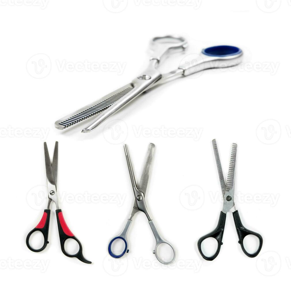 Set of the scissors on white photo