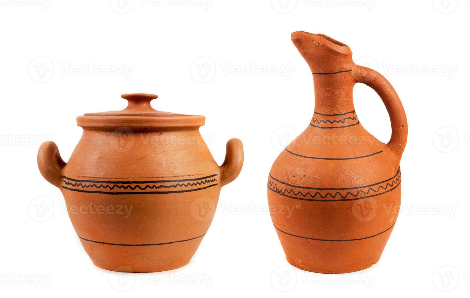 Georgian clay pottery on the white photo