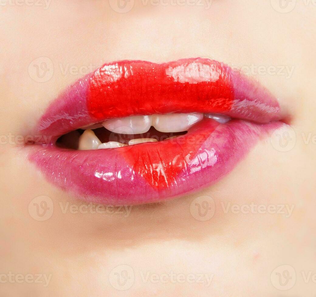 red fashion lips photo