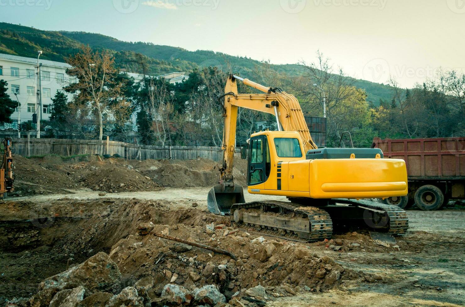 Industrial machinery on the construction site photo