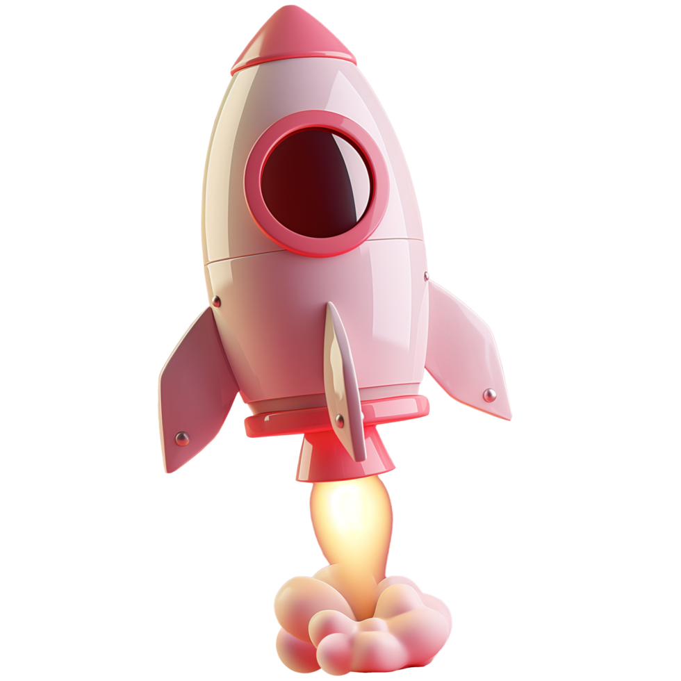 AI generated Cute rocket about to take off, 3d design. Suitable for education, science, technology and design elements png