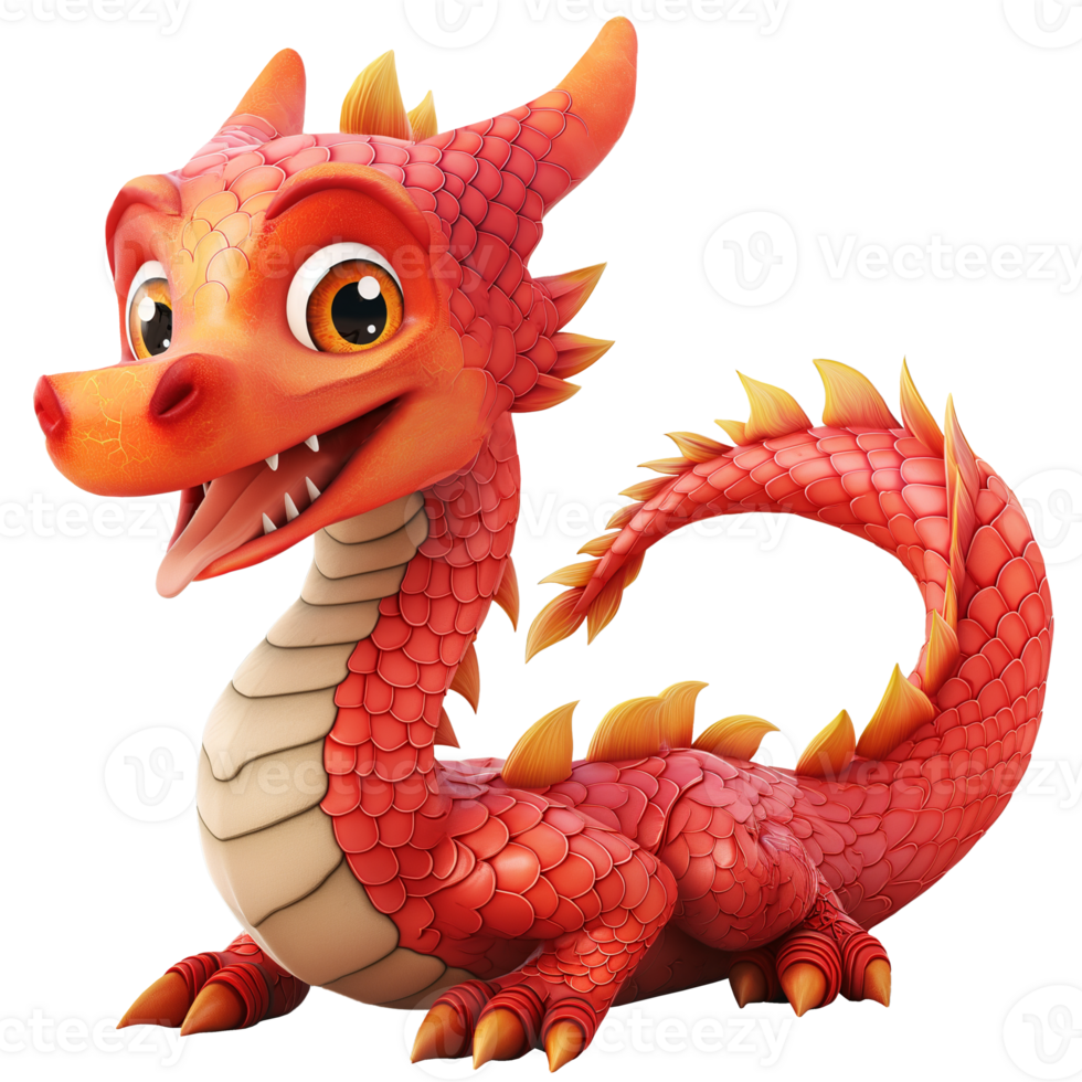 AI generated Cute red dragon, 3d design. Suitable for events and Chinese new year png