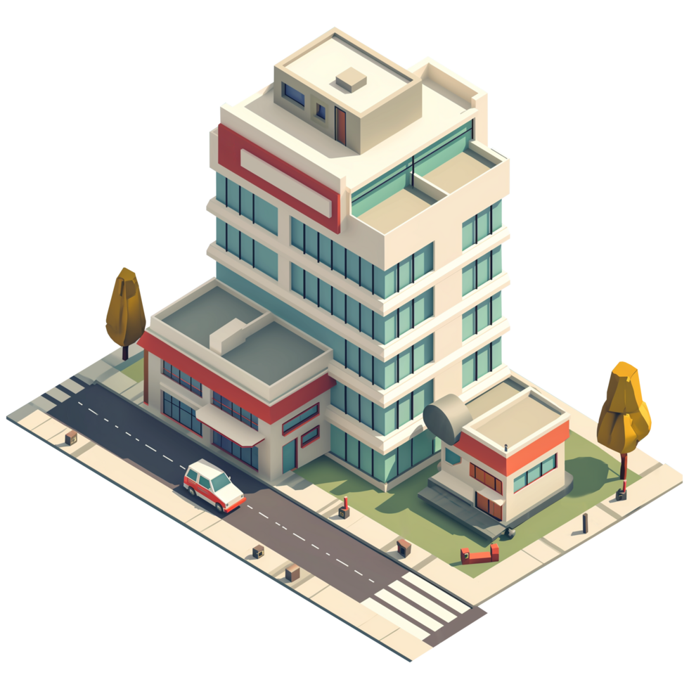 AI generated Isometric hospital, 3d design. Suitable for health and design elements png