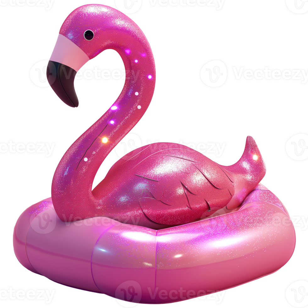 AI generated Pink Sparkling Flamingo Float, 3d design. suitable for vacation, summer and design elements png