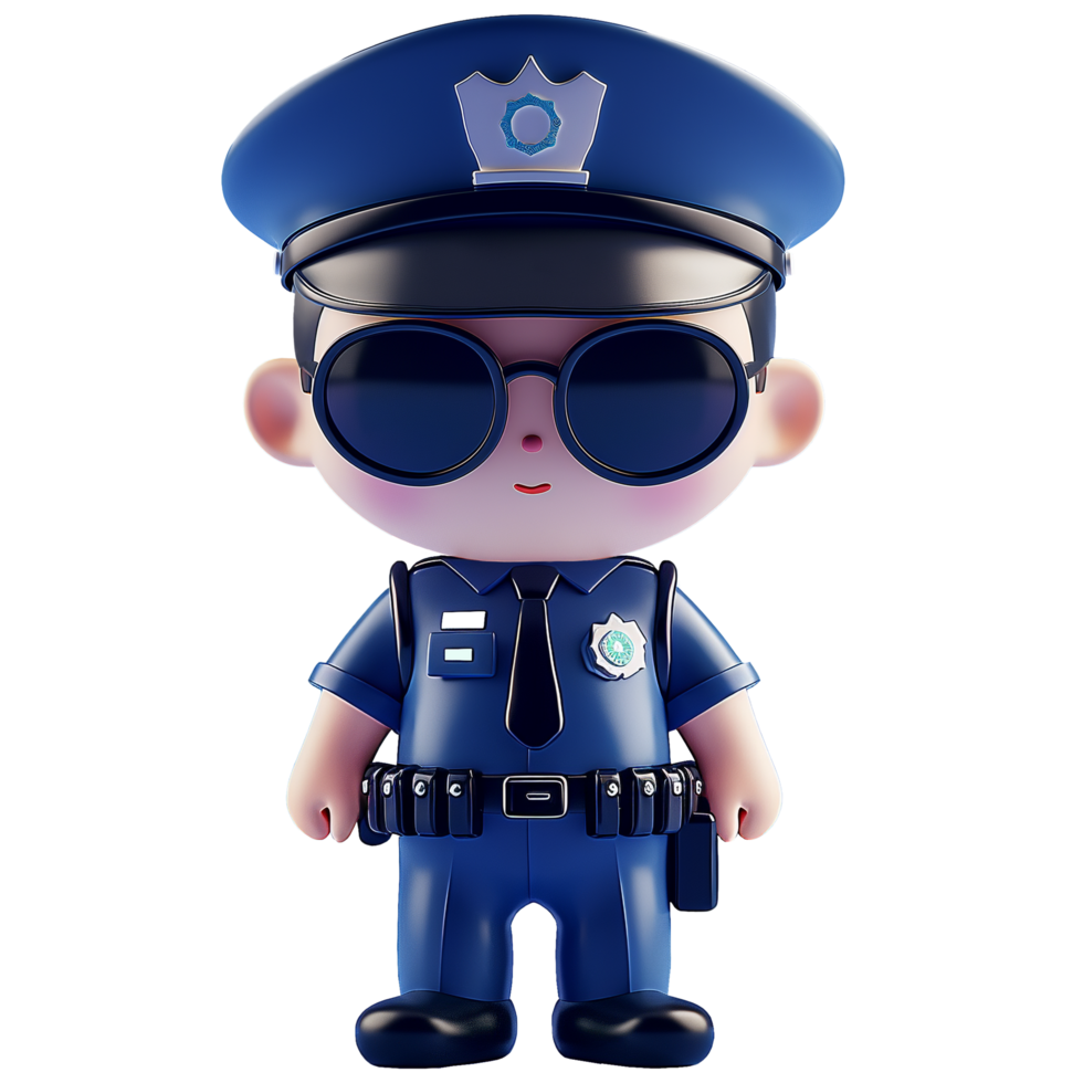 AI generated Cute police character, 3d design. Suitable for security and design elements png