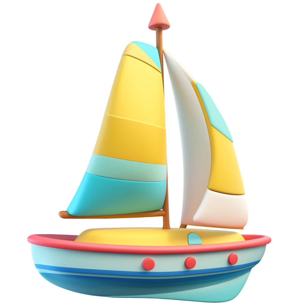 ai generiert Segelboot zum Urlaub, 3d Design. geeignet zum Urlaub, Sommer- und Design Elemente png