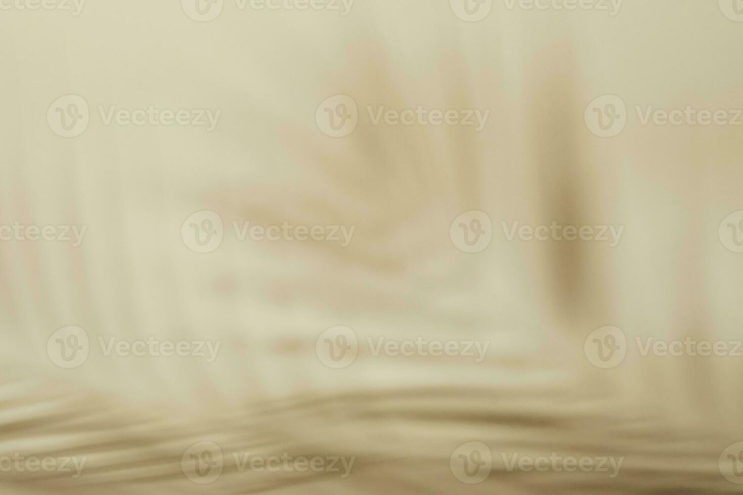 Natural palm leaves shadow on beige paper background. Abstract neutral tropical backdrop. Soft light photo