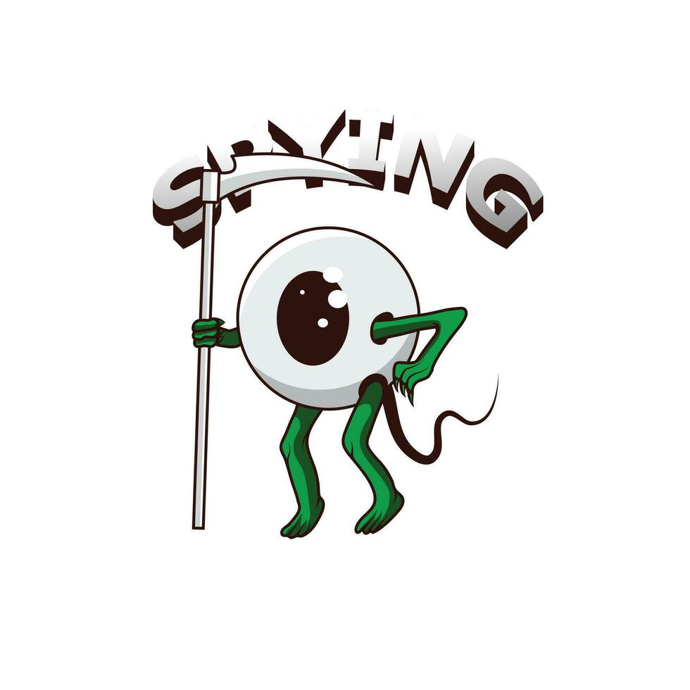 vector illustration of evil eye holding a spear