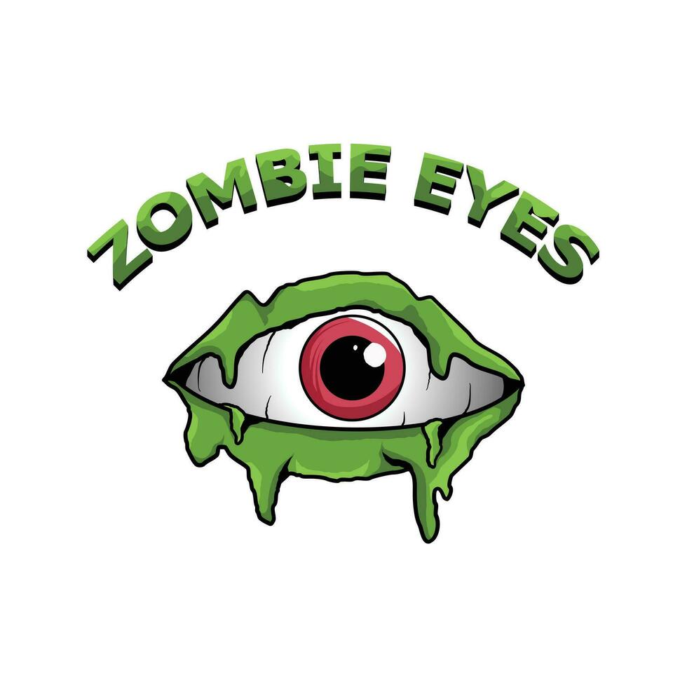 Cartoon Halloween eyeball. Halloween human or zombie eye icon, element for design. Vector stock illustration, isolated element.