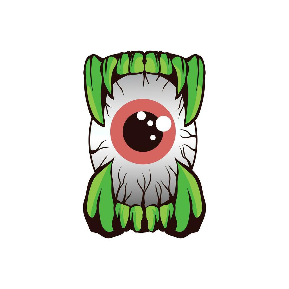 vector illustration of an eye bitten by fangs