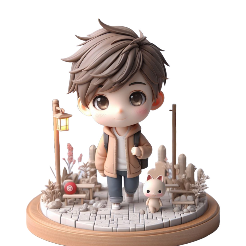 AI generated 3d Cartoon character little boy png
