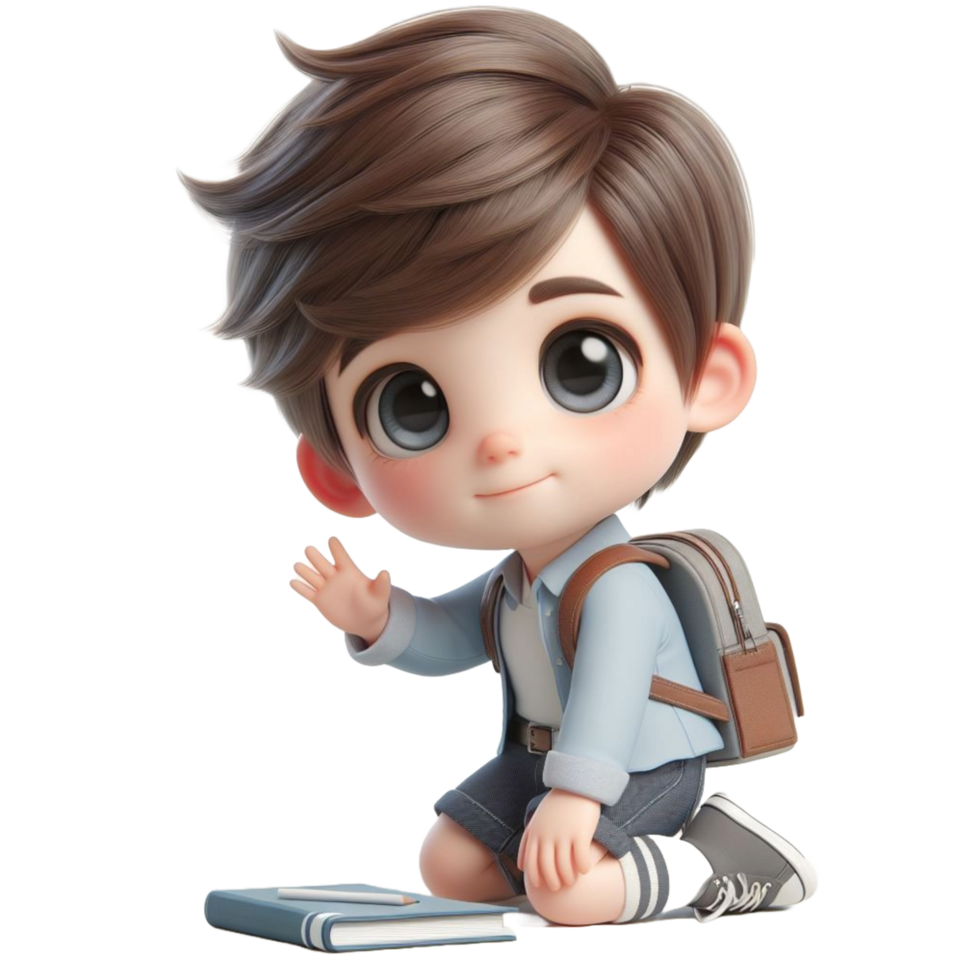 AI generated 3d Cartoon character little boy png