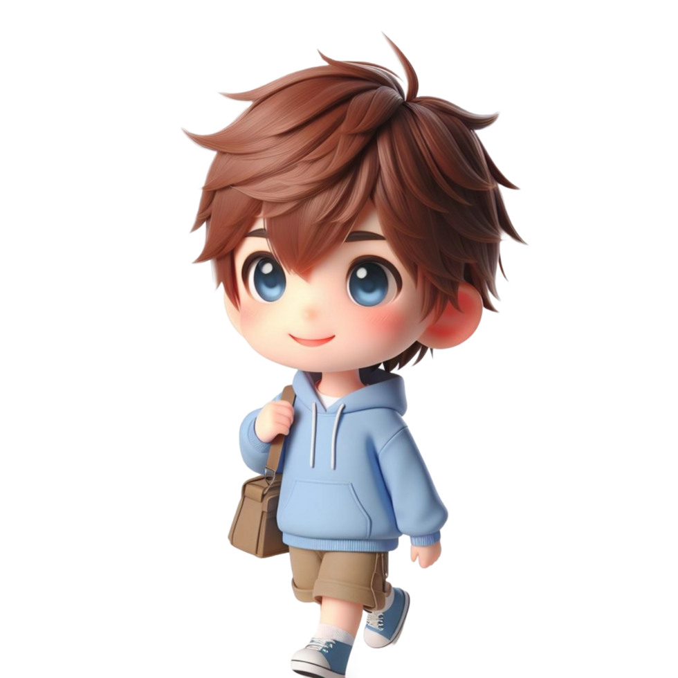 AI generated 3d Cartoon character little boy png